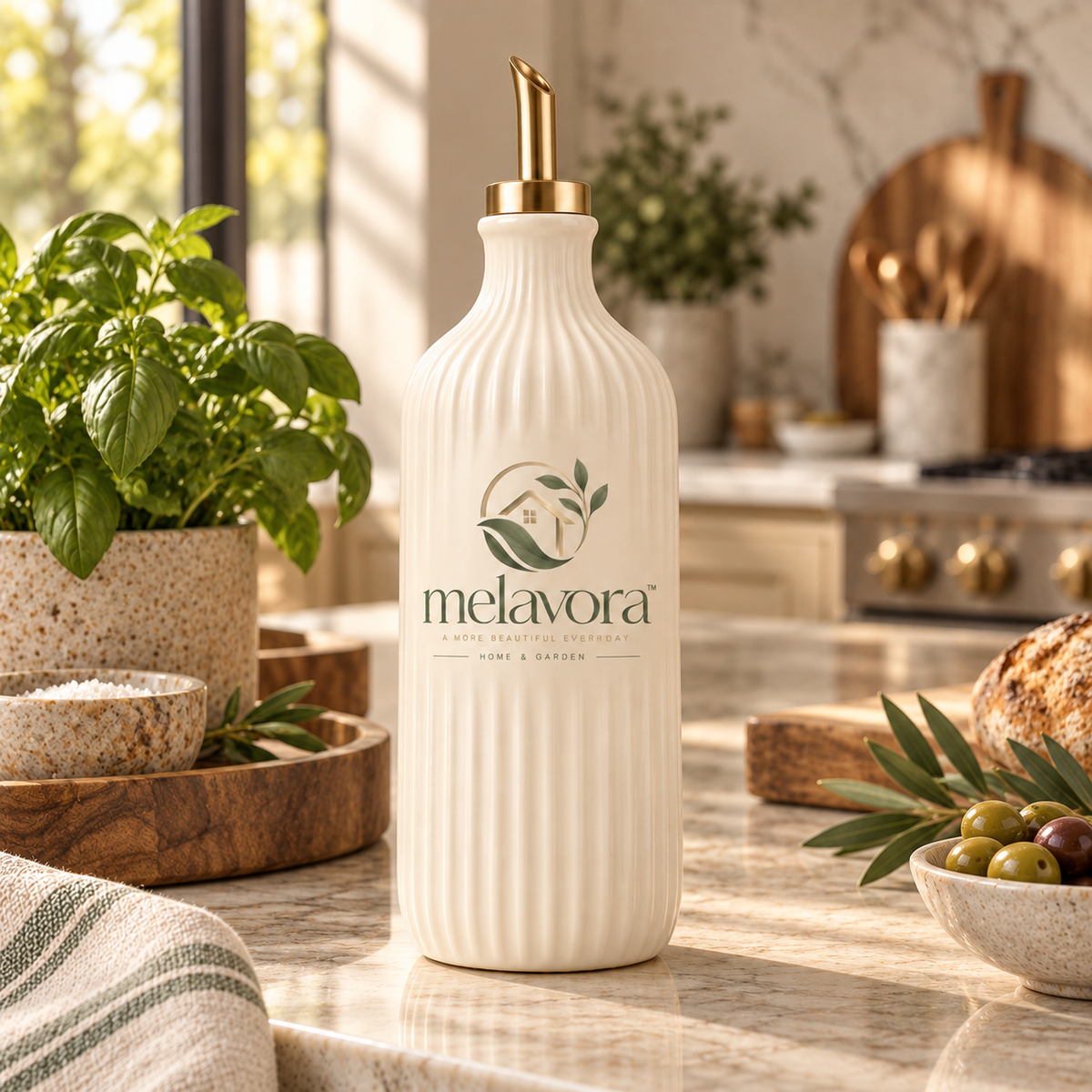 Melavora™ OlivePour Ceramic Oil Dispenser